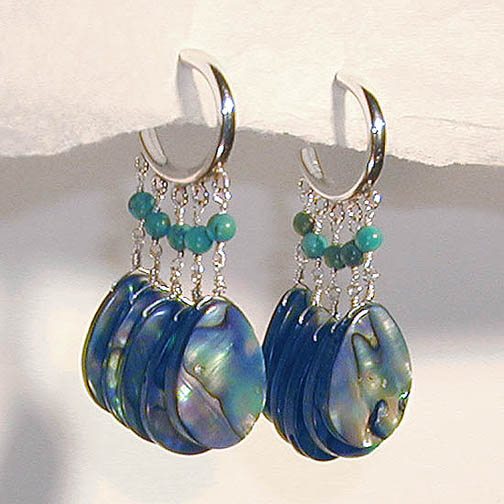 Abalone & Turquoise Chandelier Earrings